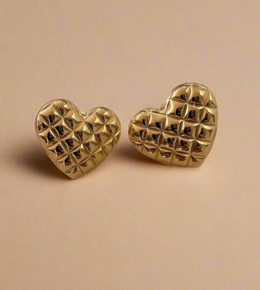 Quilted Heart Studs