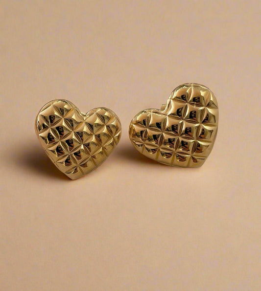 Quilted Heart Studs