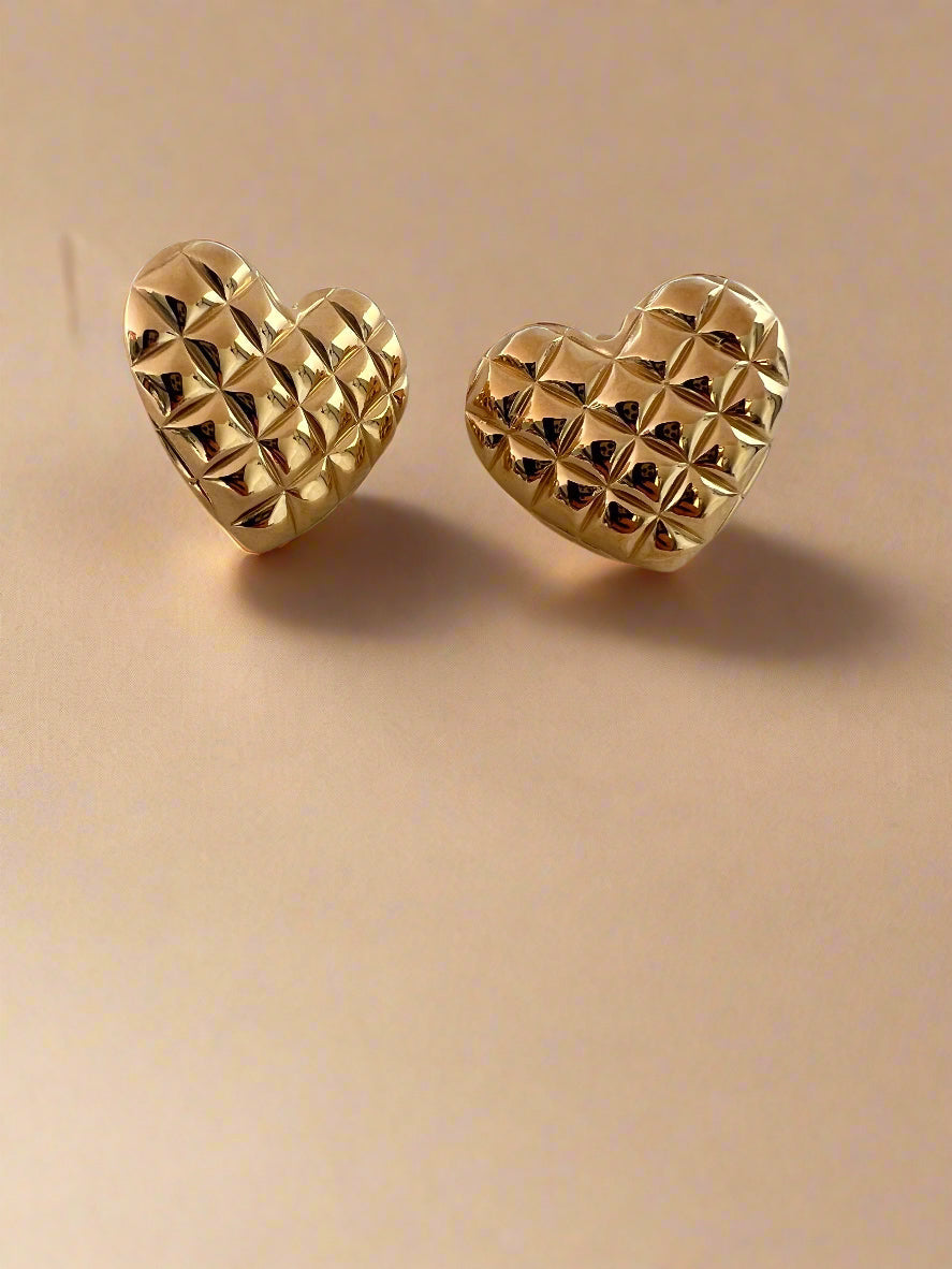 Quilted Heart Studs